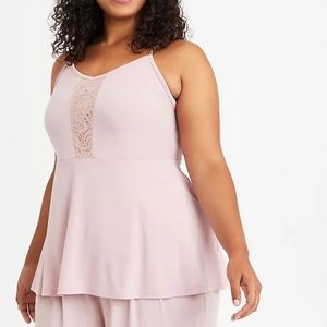 Torrid Size 1 Mauve Lace Inset Peplum Top